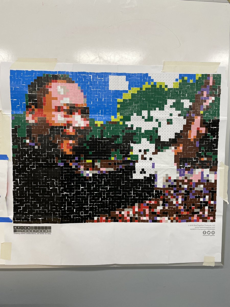 magistrazee's tweet image. Our #tretc2023 @byStickTogether wasn’t finished but grades 2 and 8 made great progress on the sticker board today! They love helping everyone “stick together”