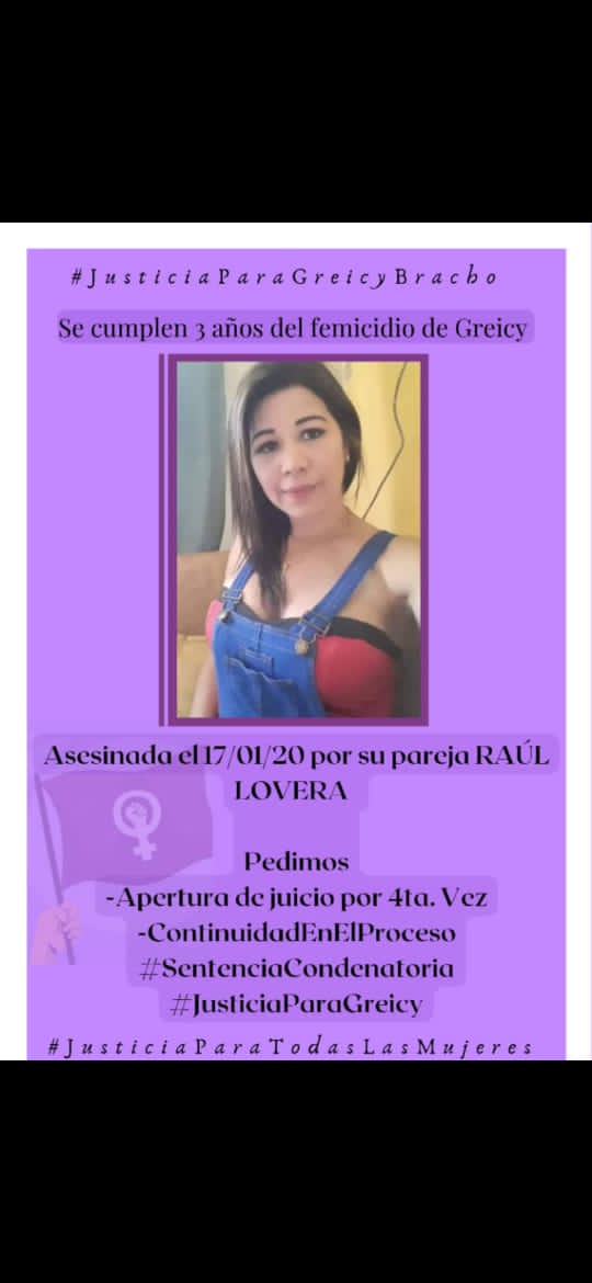 Giopirrongelli_'s tweet photo. #Femicidio #Carabobo
#SeCumplen3Años
17/1/20: Greicy Bracho (40)Fue asesinada a consecuencia de #Golpiza que le propinó su esposo RAÚL LOVERA (42) 
DEJÓ 2 hijos de la relación.
#AperturaDeJuicio 
#ContinuidadEnElProceso
#SentenciaCondenatoria 
#JusticiaParaGreicy
@Tsj_CaraboboOfc https://t.co/X8jKHnNv86
