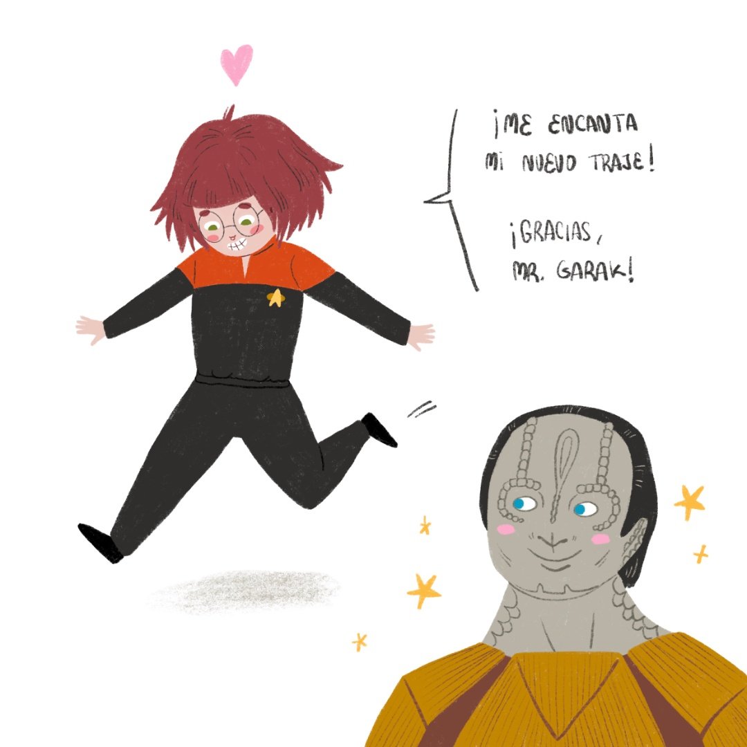 Hoy es el día del fan de Star Trek y Mr. Garak me ha hecho un traje de Starfleet para celebrarlo, yay!!!

#StarTrekDS9 #startrekfanart