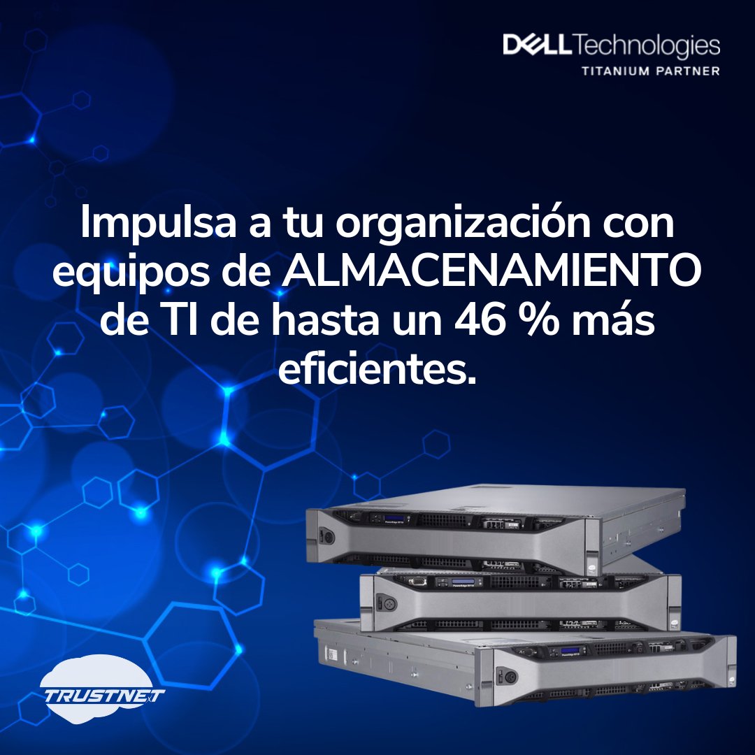TrustnetMx's tweet photo. Nuestras #solucionesdealmacenamiento ofrecen #innovación de software para ayudar a automatizar e innovar de manera segura. Nosotros te podemos ayudar. ¡Contáctanos 📧📞! #TrustnetMx #DellEMC #PartnerTitanium #DellTech #ThinkTrustnet #TrustnetServices https://t.co/d7pWzekqUx