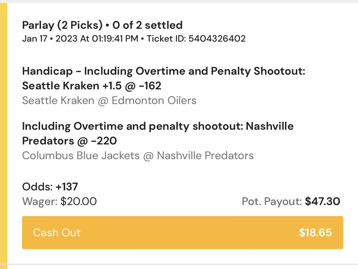 GamblorProfits's tweet photo. Two hockey plays tonight

- #Kraken have decided they will never lose on the road. #Oilers got pumped by Seattle earlier in the month at home
- And the #BlueJackets stink and they’re on the back end of a back-to-back

#NHL #NHLPicks #CBJ #Smashville #LetsGoOilers #SeaKraken https://t.co/5TkYRtZJd5
