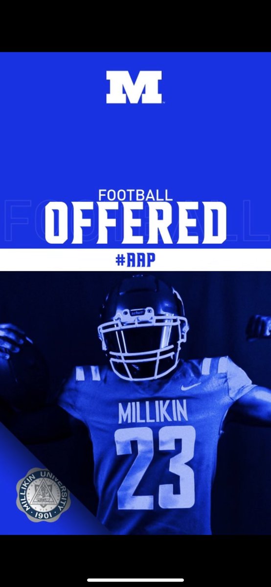 Blessed to announce I have received an offer from Millikin University! Thanks to @MillikinHFC and <a href="/CoachAllgeier/">Patrick Allgeier</a> !!