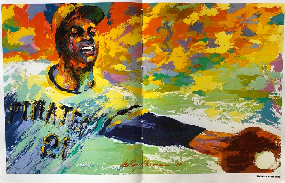 A LeRoy Nieman painting of Clemente doing glove work. ⚾️
#MyKindOfArt 🎨 #Arriba 🇵🇷 #Retire21