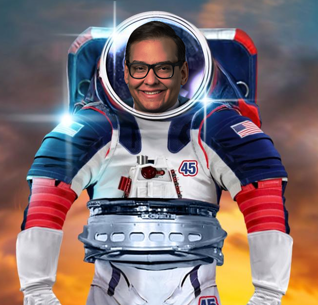 MeidasTouch's tweet photo. The first man on the moon, George Santos, has been put on the Space &amp; Science Committee and the Small Business Committee by the Republican Party.

Sadly, the latter part of that sentence is true. https://t.co/N9dxf5wVxI