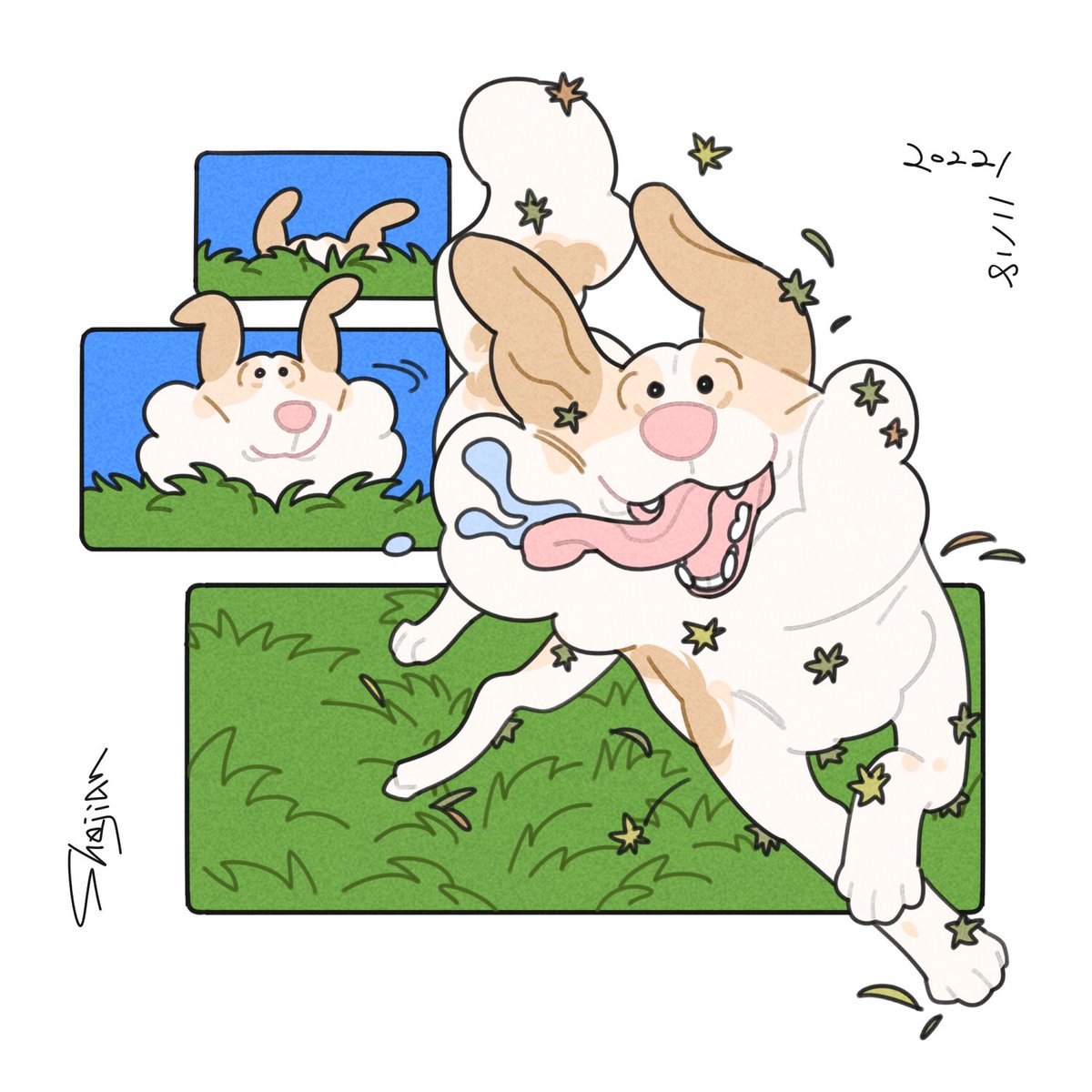 shejian0902's tweet photo. 毎回公園に遊ぼ後こうなった...。
#オリジナル #original
#イラスト　#illustration  
#お絵描き　#落書き
#犬の絵　#dogart #dogillustration
#ボーダーコリー　#bordercollie https://t.co/yedJNfhQtd