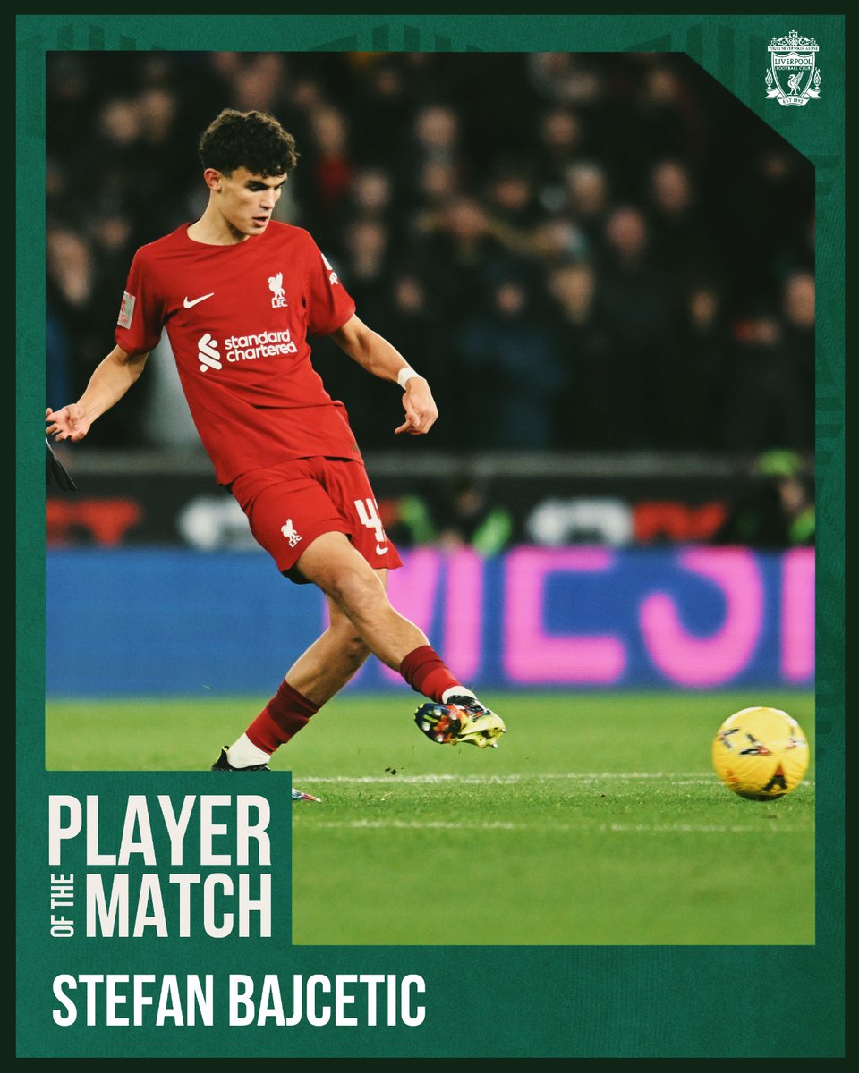 LFC's tweet photo. Stefan Bajcetic 👏 https://t.co/hGKaKqKSUn