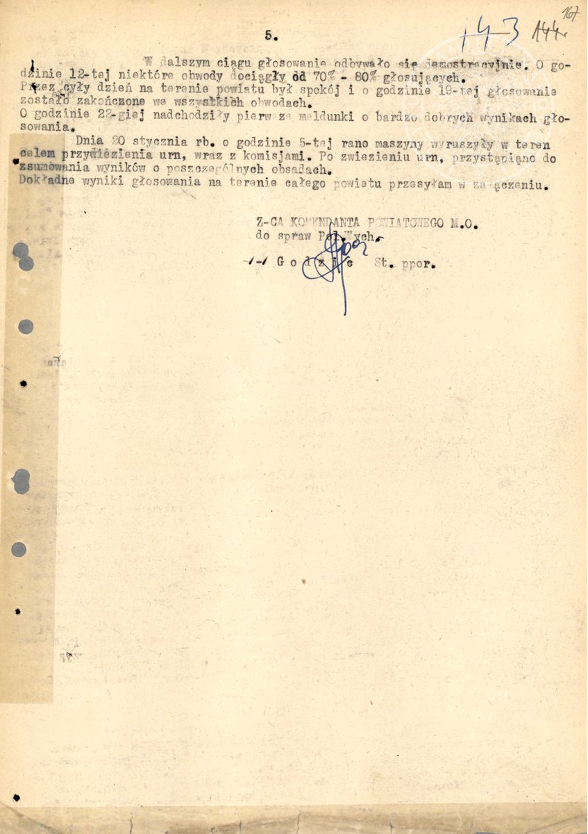 IPN_Bialystok's tweet photo. #OTD #Kalendarium #komunizm
19 stycznia 1947 roku odbyły się w Polsce wybory do Sejmu Ustawodawczego. 
Atmosferę tego czasu oddaje sprawozdanie z akcji przedwyborczej z terenu powiatu #BielskPodlaski, sporządzone przez Milicję Obywatelską (#sygn. IPN Bi 227/2, s. 163–167) https://t.co/w5rzz0eUkB