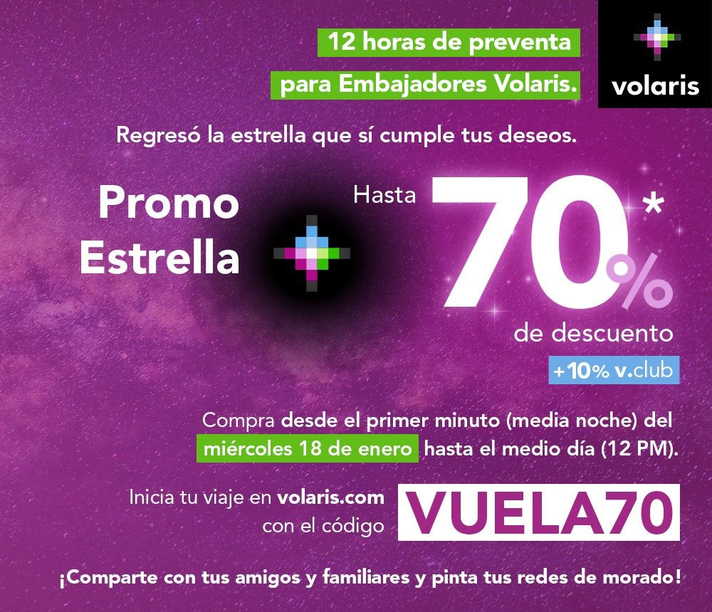 Horca_01's tweet image. Regresaron las promos!!! Empieza a planear tus viajes desde hoy!!!
#viajaVolaris #ElMoradoEsElIndicado
#viveviajando