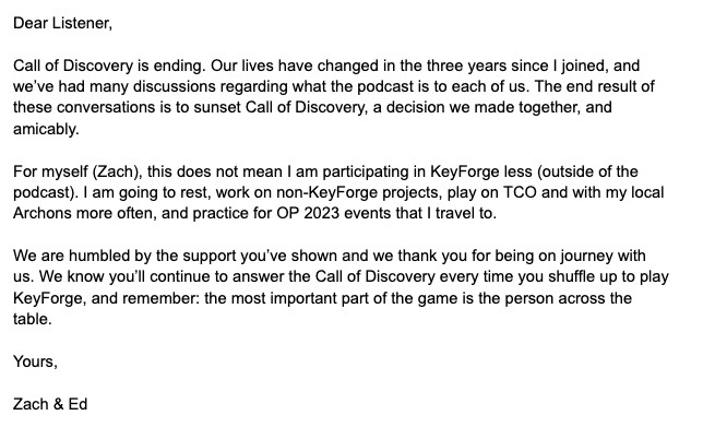 Call of Discovery, a KeyForge podcast tweet media