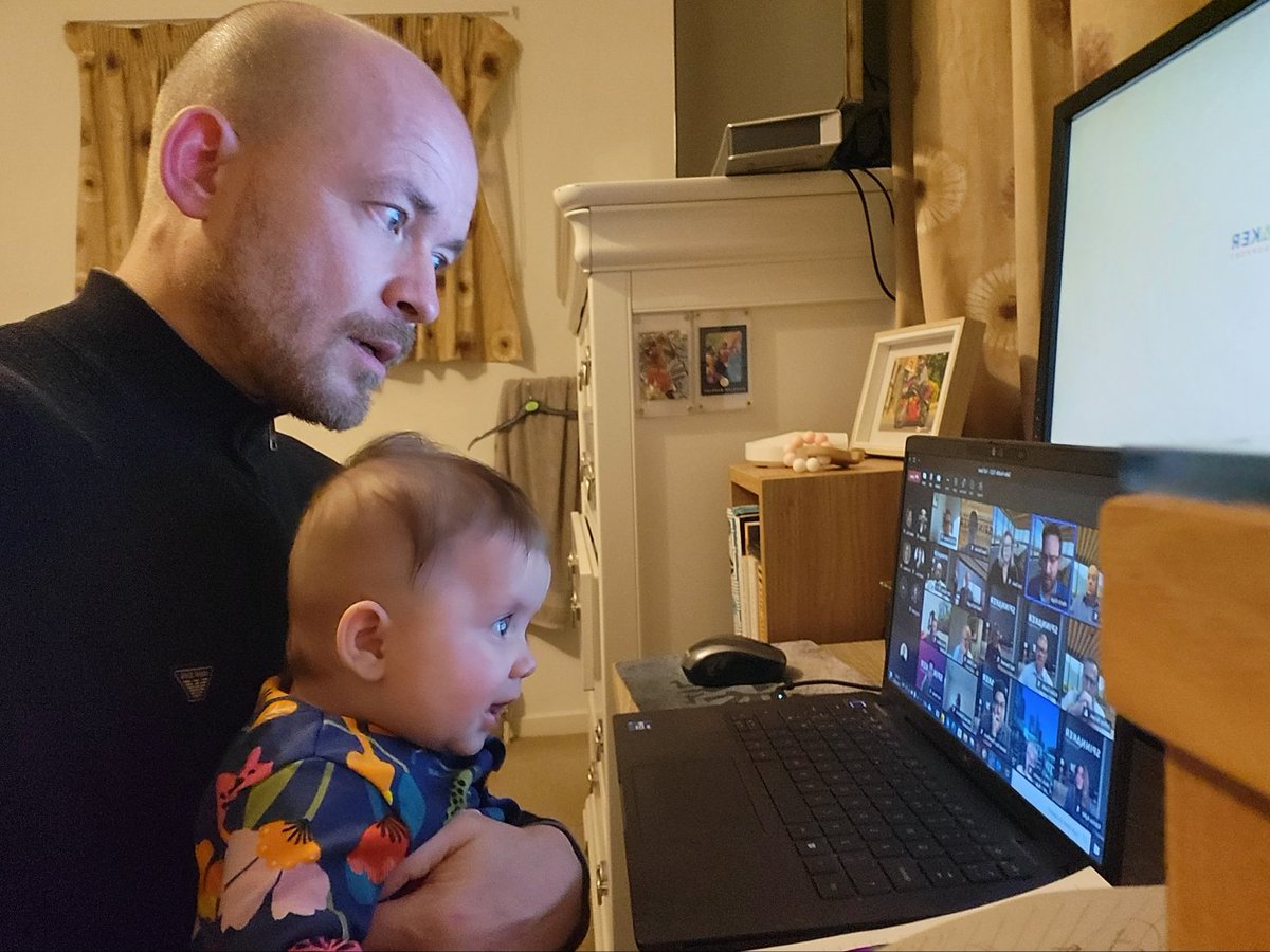 Mark_Tucker9's tweet photo. It may not count to most, but I'm counting it. #BringYourDaughterToWorkDay. A late night meeting for the global sales team @SpinnakerSupprt. My 4-month year old girl thourallly enjoyed it. An amazing 2022 completed and an exciting year ahead. #3PS #KnowYourSupportOptions https://t.co/CWTYhqjFCH