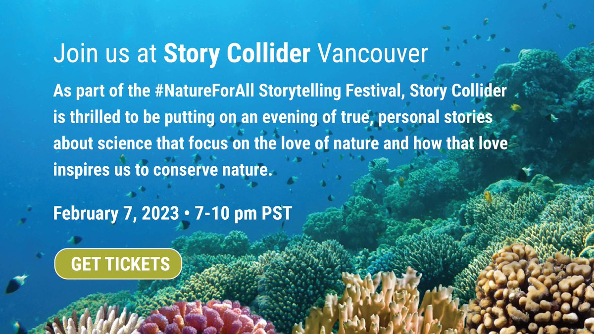 OceanWise's tweet image. Join us for #NatureForAll Storytelling event in Vancouver where 2 @OceanWise Youth will be sharing their personal Ocean Stories. Tickets available now: bit.ly/3iH3qu7