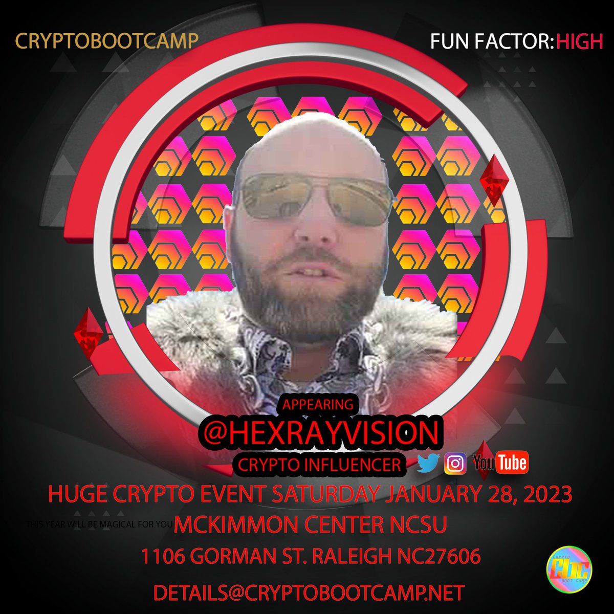 cryptobootcamp1's tweet photo. We cannot stress how "lit" this is going to be, @HEXrayVision will be in the building...#RaleighNC #learncrypto #Saturdayss https://t.co/l22BYPyKOo