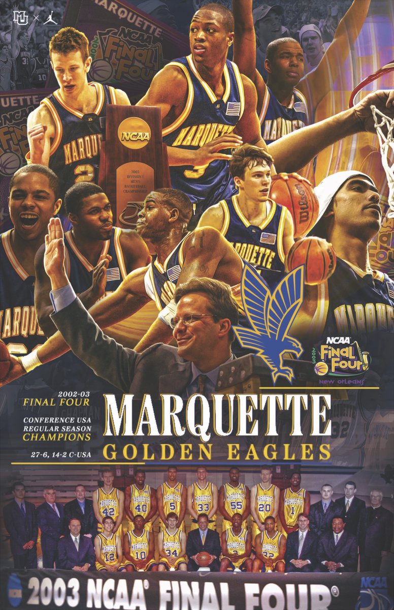 MarquetteMBB's tweet photo. The first 7,000 fans at tomorrow's game will be receiving a 2003 Final Four poster. Doors open at 7pm.

The entire Final Four team along with Coach Crean will be in attendance!

Tickets: https://t.co/9TAjsng1GE

#MUBB | #WeAreMarquette https://t.co/EZHWzoHb8E