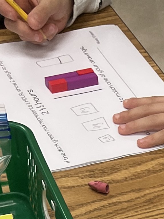 Fifth graders using the power and versatility of Cuisenaire rods to represent fractional values of time different ways.  They knocked this lab out of the park!  Bravo! <a href="/NSE_Dalers/">NSE_Dalers</a>  <a href="/gregtangmath/">Greg Tang</a> <a href="/NorthsidePta/">Northside PTA</a> <a href="/JenniferJOlsen/">Jennifer Olsen, Ed.D</a>