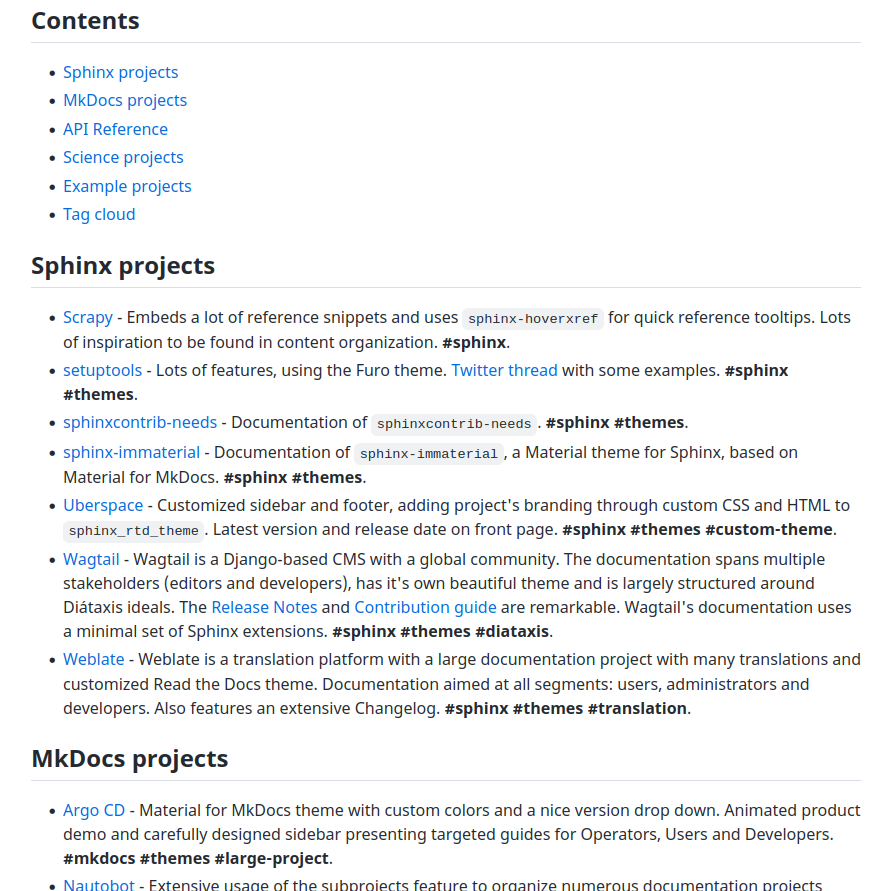 readthedocs's tweet photo. We compiled a list of many Awesome Read the Docs projects 👓! You can use them to get new inspiration 🧘‍♀️ for your documentation 📚

Know a cool project 🤩 that should be added? Feel free to send a pull request or comment here.

See the full list: https://t.co/URHA9JyEXF https://t.co/lyHg4zvR8h