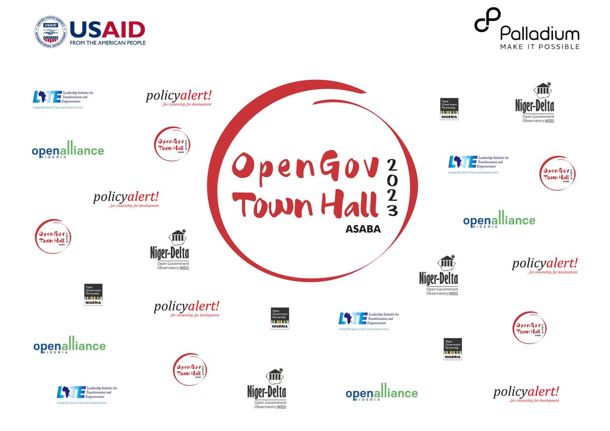 #Asaba, are you ready? Because we are! All set for our first #OpenGovTownHall. Plan to join us in person or virtually.  <a href="/OpenNigerDelta/">Niger-Delta Open Government Observatory (NOGO)</a>
<a href="/OpenAllianceNG/">Open Alliance NG</a> <a href="/ogpnigeria/">OGP Nigeria</a> <a href="/LITEAfrica/">LITE-Africa</a> <a href="/PalladiumImpact/">Palladium</a>
<a href="/USAIDNigeria/">USAID/Nigeria</a>
#OpenNigerDelta