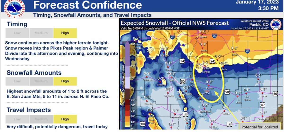 Hello Northern El Paso County and Monument. Prepare before the storm. Snowfall expected to affect the commute in the AM. Stay safe.
