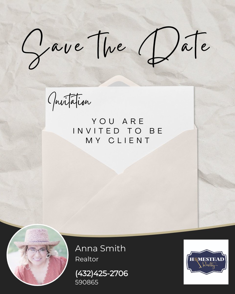 Now accepting clients, and YOU ARE INVITED! Let's make some plans and save the date for your closing!

#savethedate #homebuyer #realestateclients #homeforsale #homesearch #realestate #housingmarket #buyahome #dreamrealestate #realestateproperty #realestatehelp #realestateadvisor