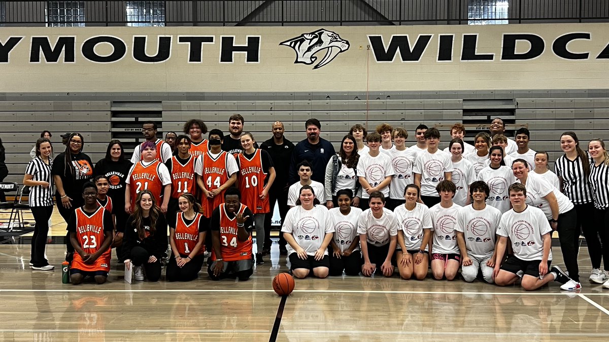 BHSBelleville's tweet photo. Unified Sports bring together individuals of similar ages and abilities with and without disabilities on teams to foster friendship and acceptance through the power of sport.  Belleville and PCCS came together tonight and had a great Unified basketball game.  Congrats to all! https://t.co/8YDIk9HLoG