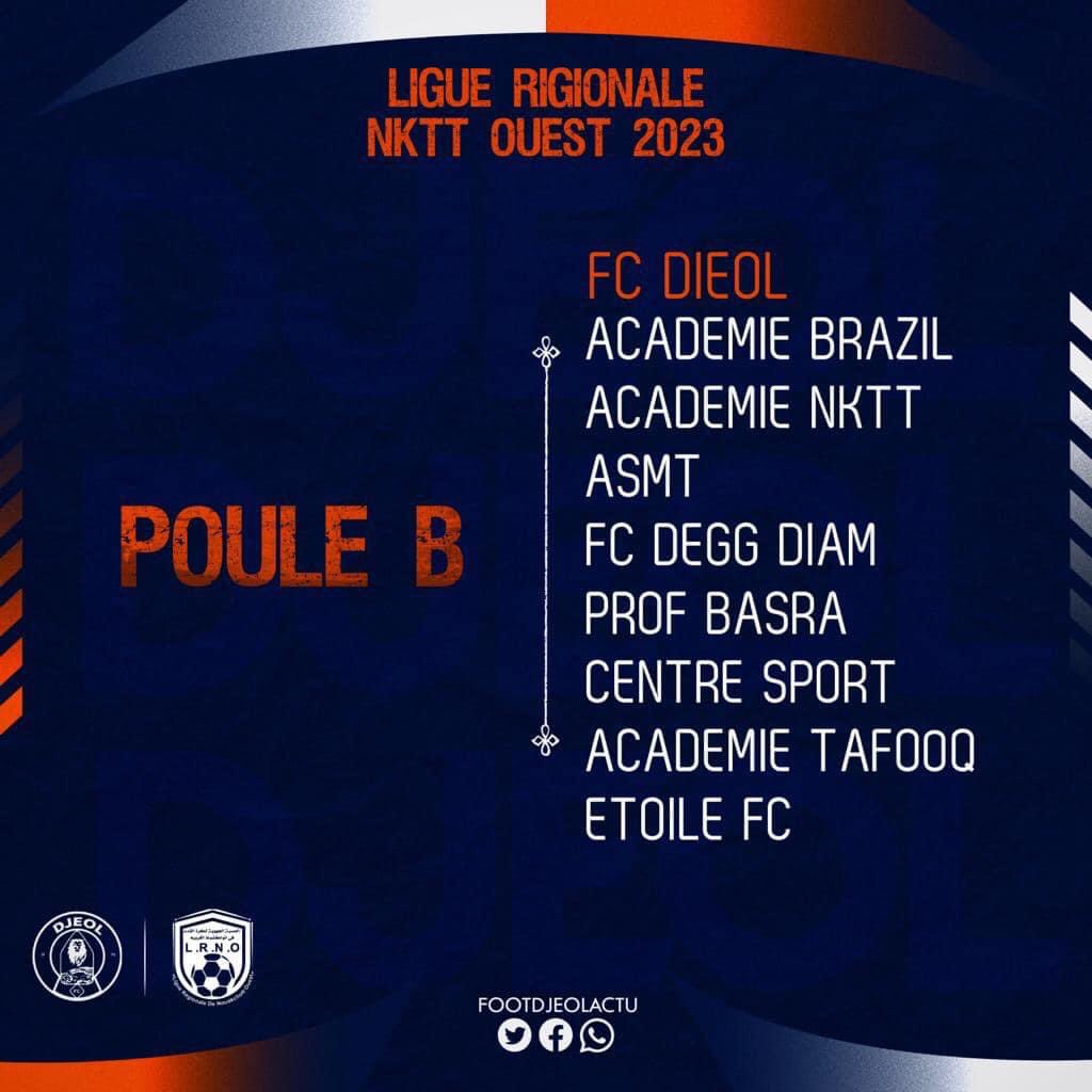 FootDjeol's tweet photo. Le résultat du tirage de la League Régional Nktt ouest LRNO ( D3) pour les Lions 🦁 

• Djeol jouera son premier match face à Académie TafooQ
• Les deux meilleurs équipes seront qualifiées en 1/2 finale https://t.co/aCUJTrKgZm