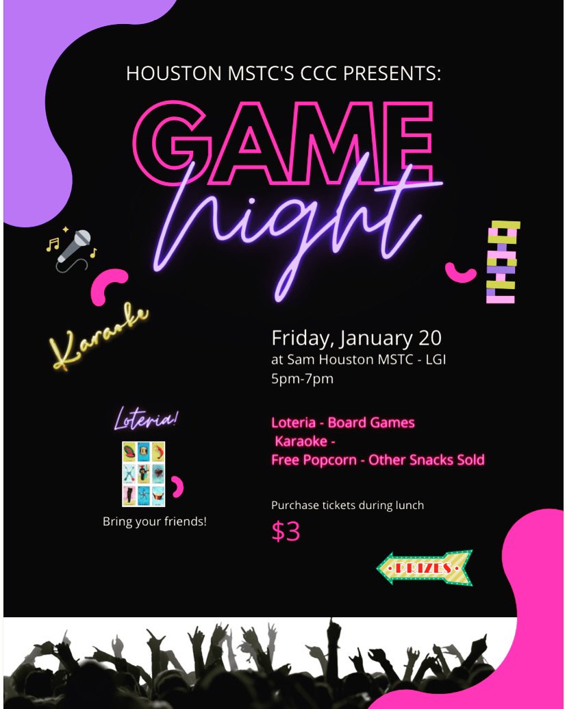 SHMSTC's tweet photo. Come join us for some fun! @SamHoustonLMC #TigerTimes 🎵 https://t.co/vJiuqDN5ii