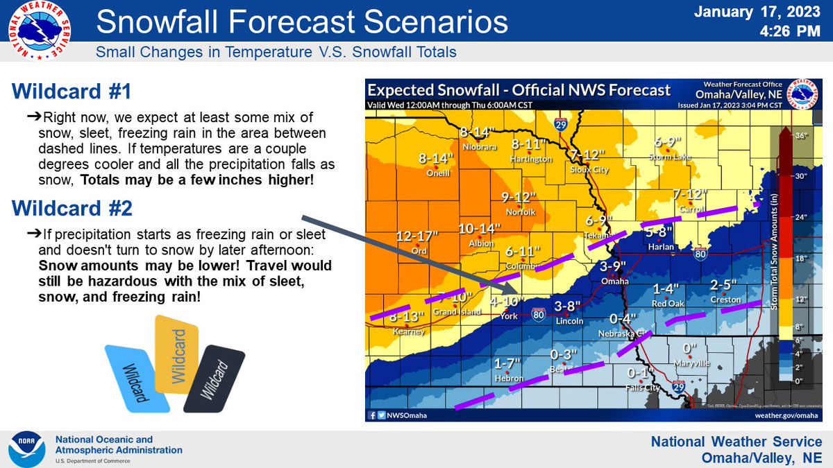 NWSOmaha's tweet photo. The Winter Storm Warning has been expanded. Here is the latest snowfall forecast.. The evening commute is expected to be hazardous. To get more specifics for your location, check out https://t.co/uJIGrU6uWh. https://t.co/SPMaYp6zJp