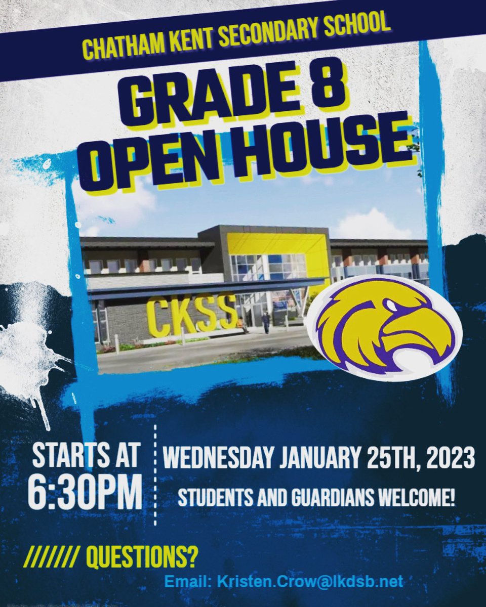 CKSS Grade 8 Open House! Join us Wednesday January 25th at 6:30pm! Students, parents and guardians welcome!
