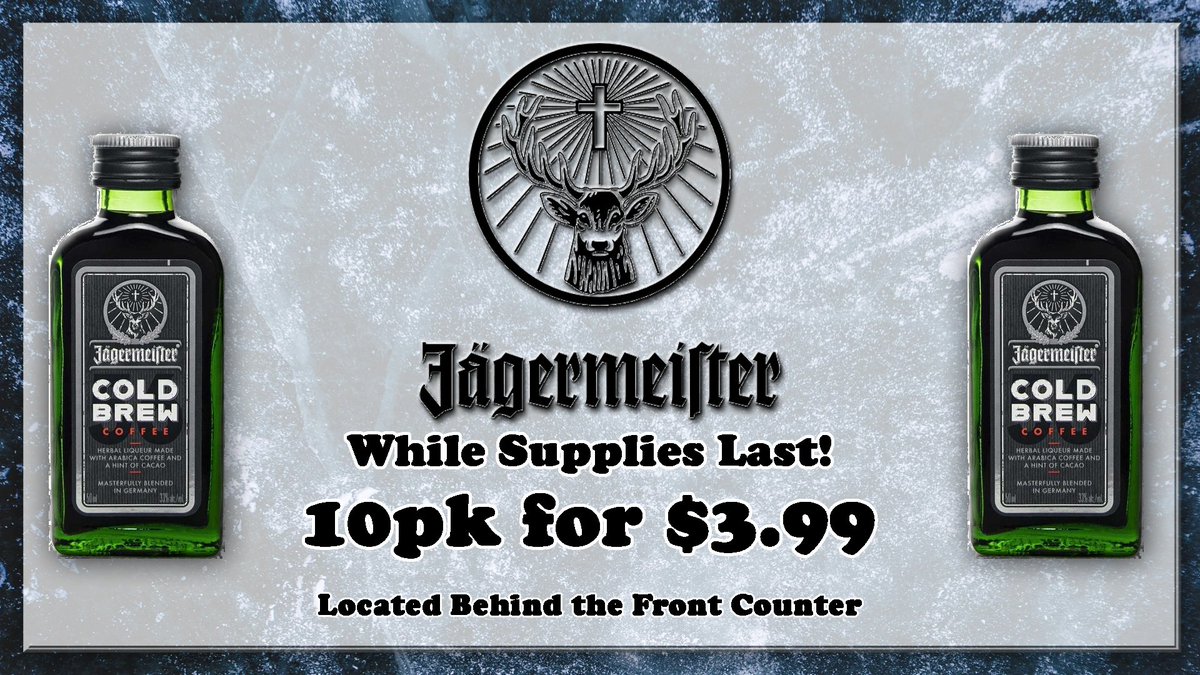 tomthumbLS's tweet photo. Now for this next one we have 2 different sizes! Our Jagermeister Cold Brew 750ml is going for $19.99! We also have it in 10pk of Shots for $3.99! https://t.co/iXHJADpHy2