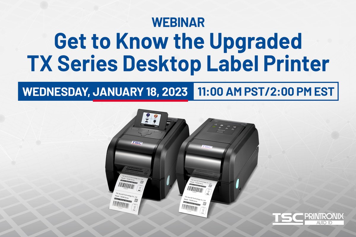 tscprintronix's tweet image. Last chance to register ❗️

Learn about our latest 4-inch desktop label printer, the TX210. Experience high-volume performance and superior technology at an affordable price. 

Save your seat &amp;gt; bit.ly/3XhmUnT

#webinar #thermalprinters #desktopprinters #TX210