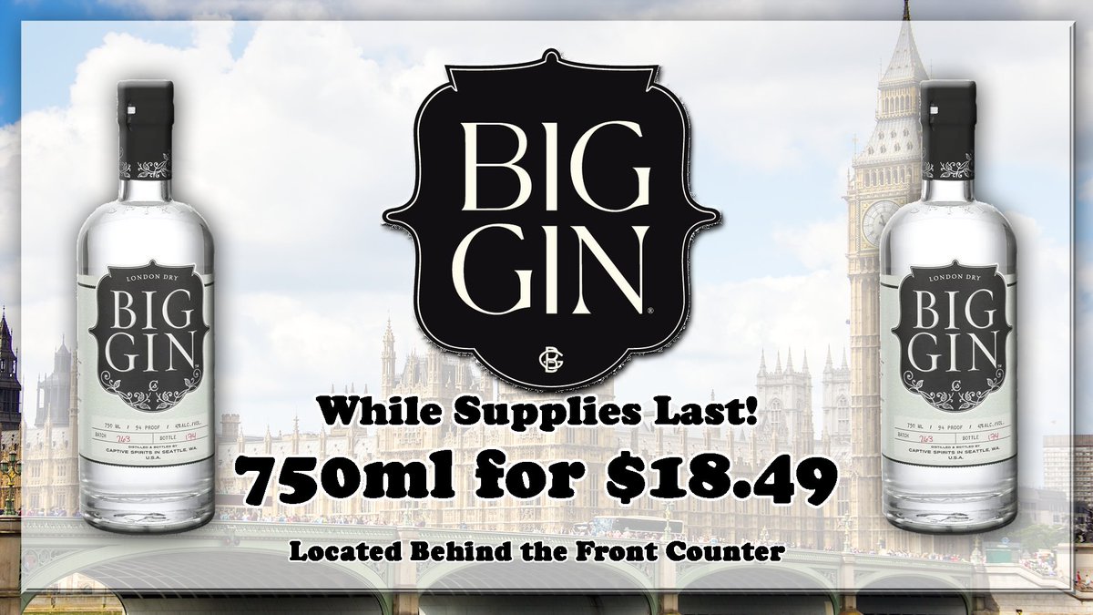 tomthumbLS's tweet photo. Continuing, we have our Big Gin 750ml going for $18.49! https://t.co/UzlUEj7AuC