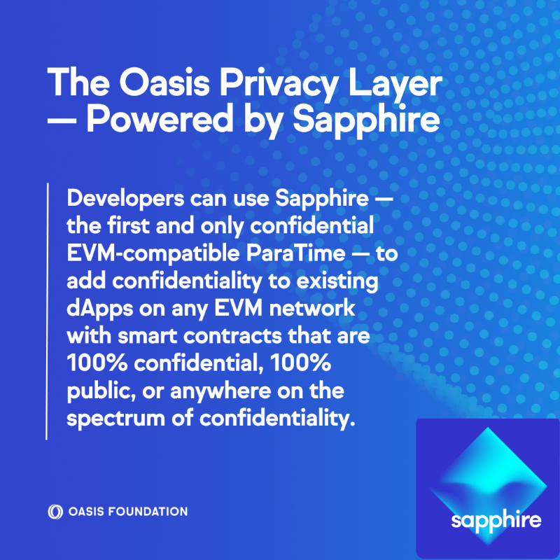 OasisProtocol's tweet photo. The Oasis Privacy Layer allows developers to add privacy to dApps on any EVM chain ✨without✨ sacrificing the user experience

Privacy in web3 is crucial for advancing the utility of blockchain technology across a variety of industries

Start building 👇