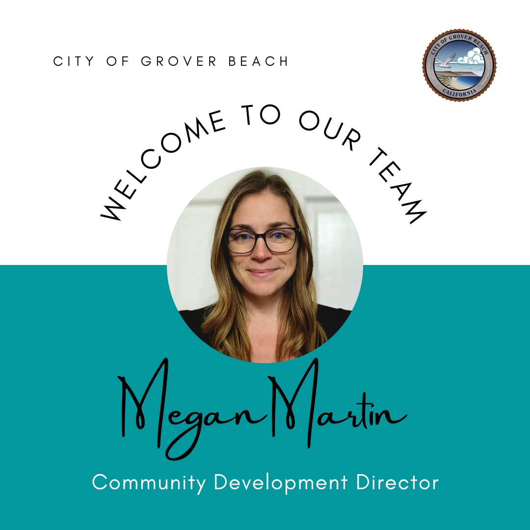 CityGroverBeach's tweet photo. (1/3) #GroverBeach is pleased to welcome Megan Martin as the new Community Development Director beginning on January 23! 

In this role, Martin is responsible for:
➡️ Development Code updates and implementation of new objective design standards and by-right development https://t.co/30Rs0NzhIv
