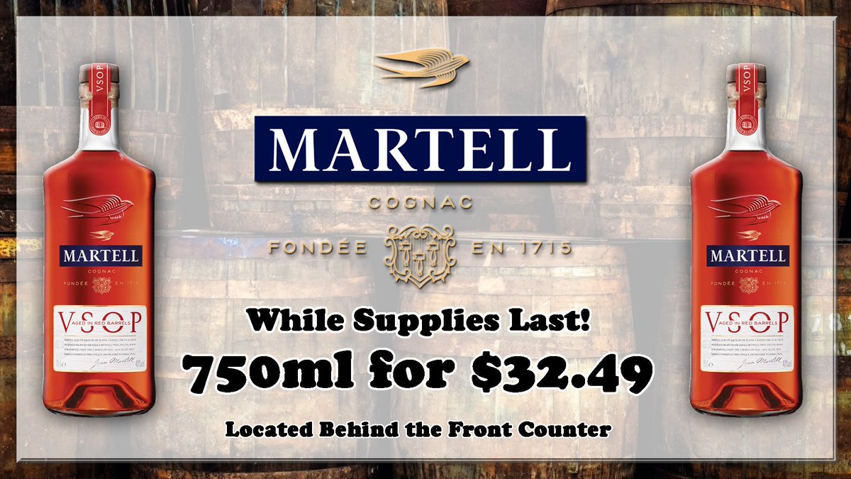 tomthumbLS's tweet photo. Following that we have our Martell Cognac 750ml going for $32.49! https://t.co/ldnW7y60fE