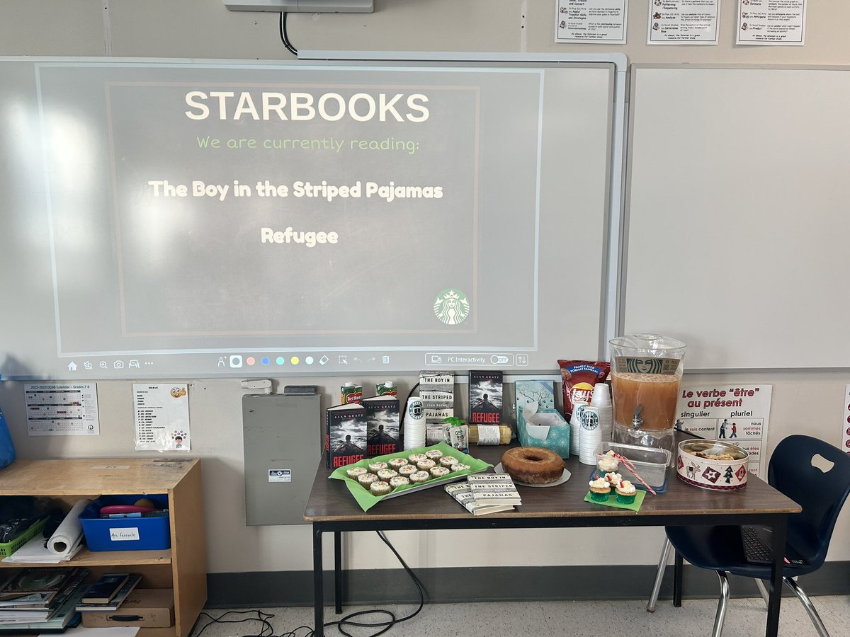 erikaerskine_'s tweet photo. “Starbooks” café set up in Ms Ferrante’s Language classes today. Such a creative way to get everyone reading 📚@StPaulOCSB @OttCatholicSB https://t.co/Lc2z4o5sNy