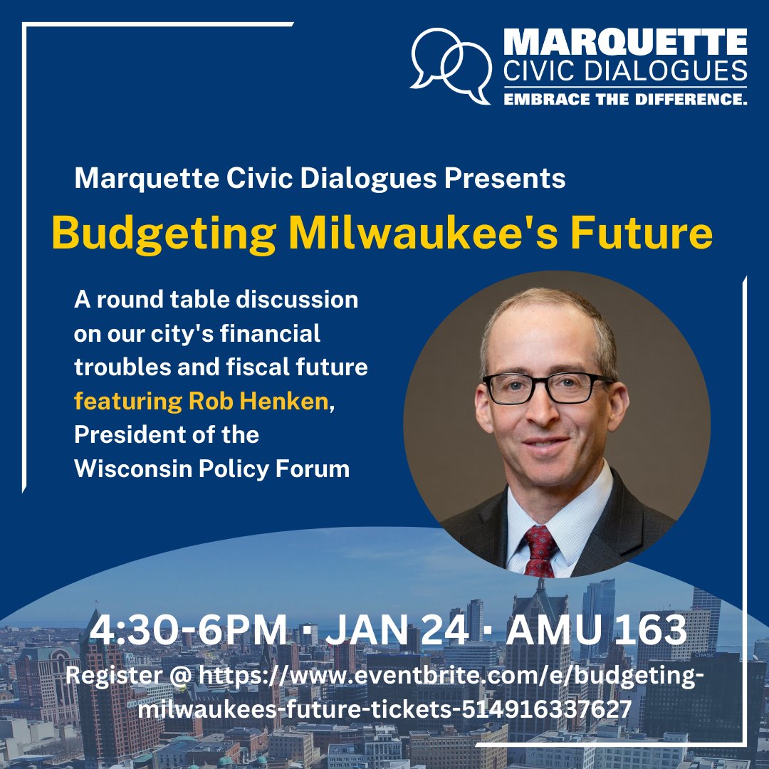 We're back! Visit us at our first event of the year, Budgeting Milwaukee's Future, Jan 24 from 4:30 to 6PM.