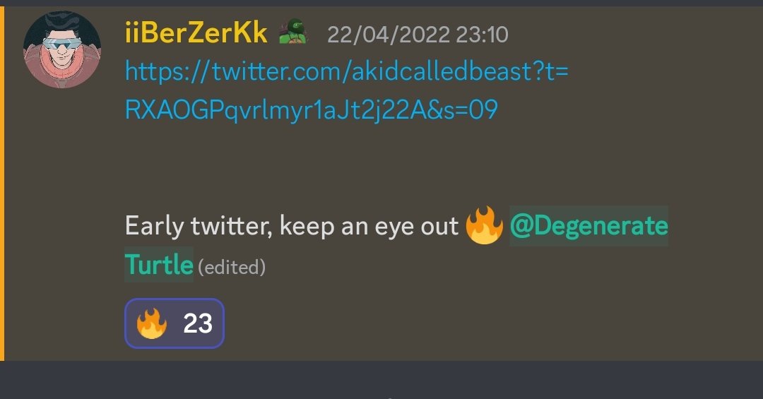 BrothxrhooD's tweet photo. Sometimes the most important factor for alpha is having vision when finding early plays. @akidcalledbeast was shared extremely early before the discord was even opened nearly 9 months ago, some members managed to earn a WL making a nice flip🔥

0.0777 -> 0.63 (peak) https://t.co/o4Ipvkdcig
