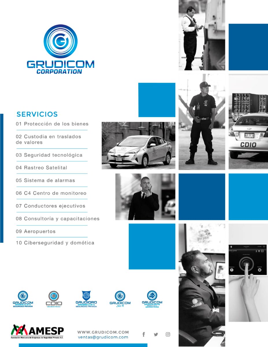 AMESP_oficial's tweet photo. Conoce los servicios de nuestro asociado adherente @GRUDICOM 

Web: https://t.co/aFAnkKSct1

#SoyAMESP #HablemosBienDeLaSeguridad #FuerzaAMESP #UnidosPorUnMéxicoSeguro https://t.co/26bBm4Q7xM