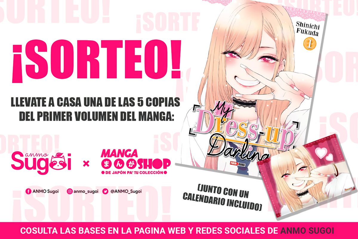 ANMO_Sugoi's tweet photo. ❤️La hermosa Marin Kitagawa llega a México😍
Y para celebrarlo, @mangashopmx y ANMO Sugoi, te invitan a participar de un sorteo para ganarte una de las copias del primer volumen de "Sono Bisque Doll wa Koi wo Suru #MyDressUpDarling 
Ingresa al enlace para participar. https://t.co/xra1Kkp8PX