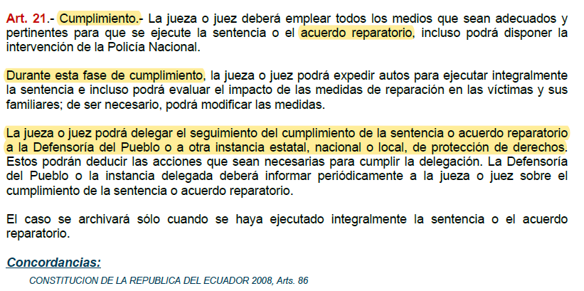 MartinezMolinaM's tweet photo. 🔴 Previo a presentar una #AcciónDeIncumplimiento ante la @CorteConstEcu, se debe agotar la FASE DE CUMPLIMIENTO por parte del juez que dictó la #SentenciaConstitucional o el #AcuerdoReparatorio, tal como lo ordena la #LOGJCC.
Es un error presentar directamente la IS. ⚖️⤵️ https://t.co/9CLUJoRYEh