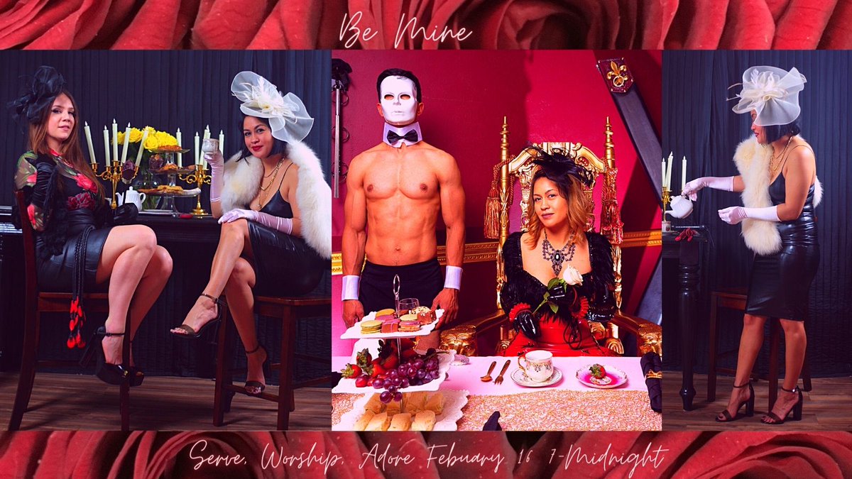 GoddessHighTea's tweet photo. Valentines Play and Tea Party Orange County. 02/16/2023 7-12:00am. Join me and four other Goddesses for a unique interactive, experience where you will have the opportunity to serve, worship and play. #FetishParty #MidnightTea #BDSM🌹🌹request password https://t.co/1ZoO3ZvIt0 https://t.co/mHY2Y57Jqw