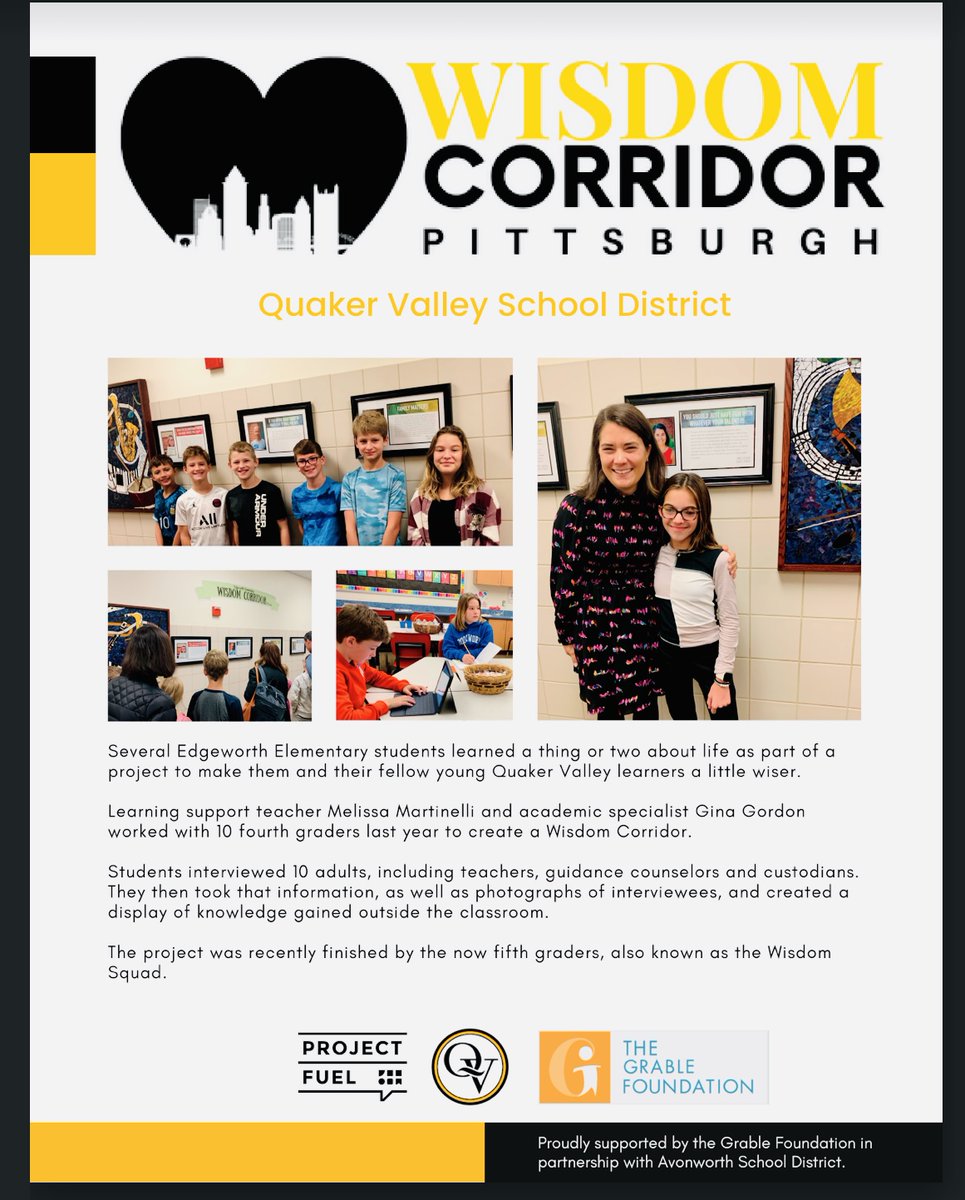 EdgeElementary's tweet photo. 🖤💛The @EdgeElem Wisdom Corridor - representing knowledge and life lessons. 
TY @Project_Fuel, @gregbayer, @DrMillerASD, &amp; @quakervalley (Dr. Gordon and Mrs. Martinelli)
#iThinkQV #StudentVoice #TellYourStory https://t.co/OPJSepIrse