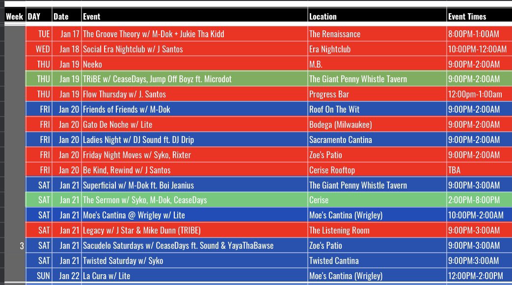 Tuesday - Sunday, 
Join Us. Come outside with Los DSVLDS