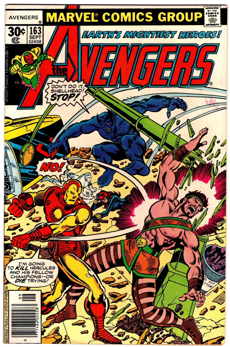 Avengers #163 (1st Series 1963) September 1977 Marvel Comics Grade VF- etsy.me/3HcVPwz #marvelcomics #vintageavengers #vintagecomicbooks #collectiblecomics #georgeperezcovers #ironman #beast #vision