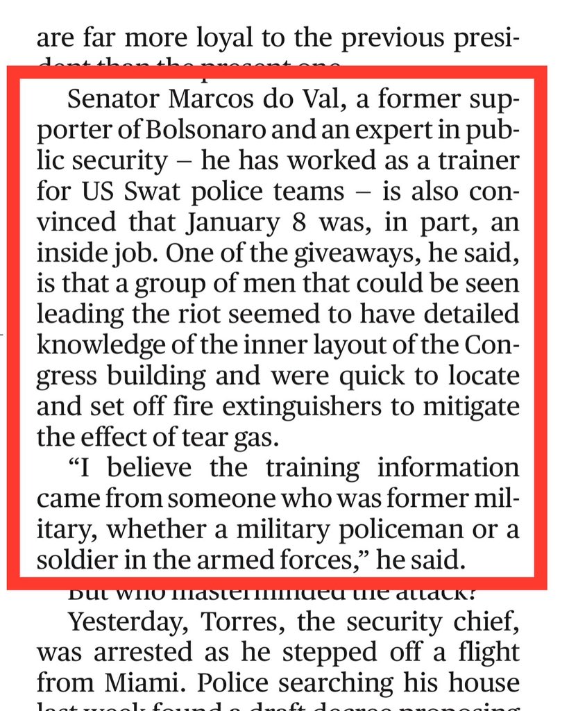 Fui entrevistado pelo Jornal americano, *Sunday Times*, para falar que identifiquei entre os vândalos um grupo que treinou e se preparou para confrontar a polícia.