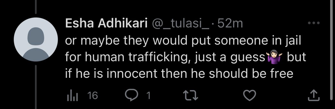_tulasi_'s tweet photo. @grantsdope @mr_muric1 @Schlong_Jax @charsmilk @lottareds @Rap I did not call him a human trafficker here, I simple gave a reason as to why he WOULD be held since you seemed to be so oblivious https://t.co/UCqBTN6vXW