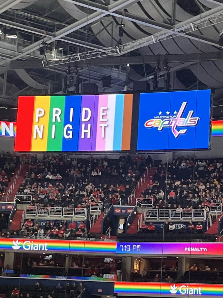 MDReferee's tweet photo. Made a last minute decision to head downtown for the @Capitals against the Wild on Pride Night at the arena. This really is my happy place! #ALLCAPS #CapsPride #CapsWild @CapitalsRadio @WesJohnsonVoice @rmnb https://t.co/6u4QqmemAF