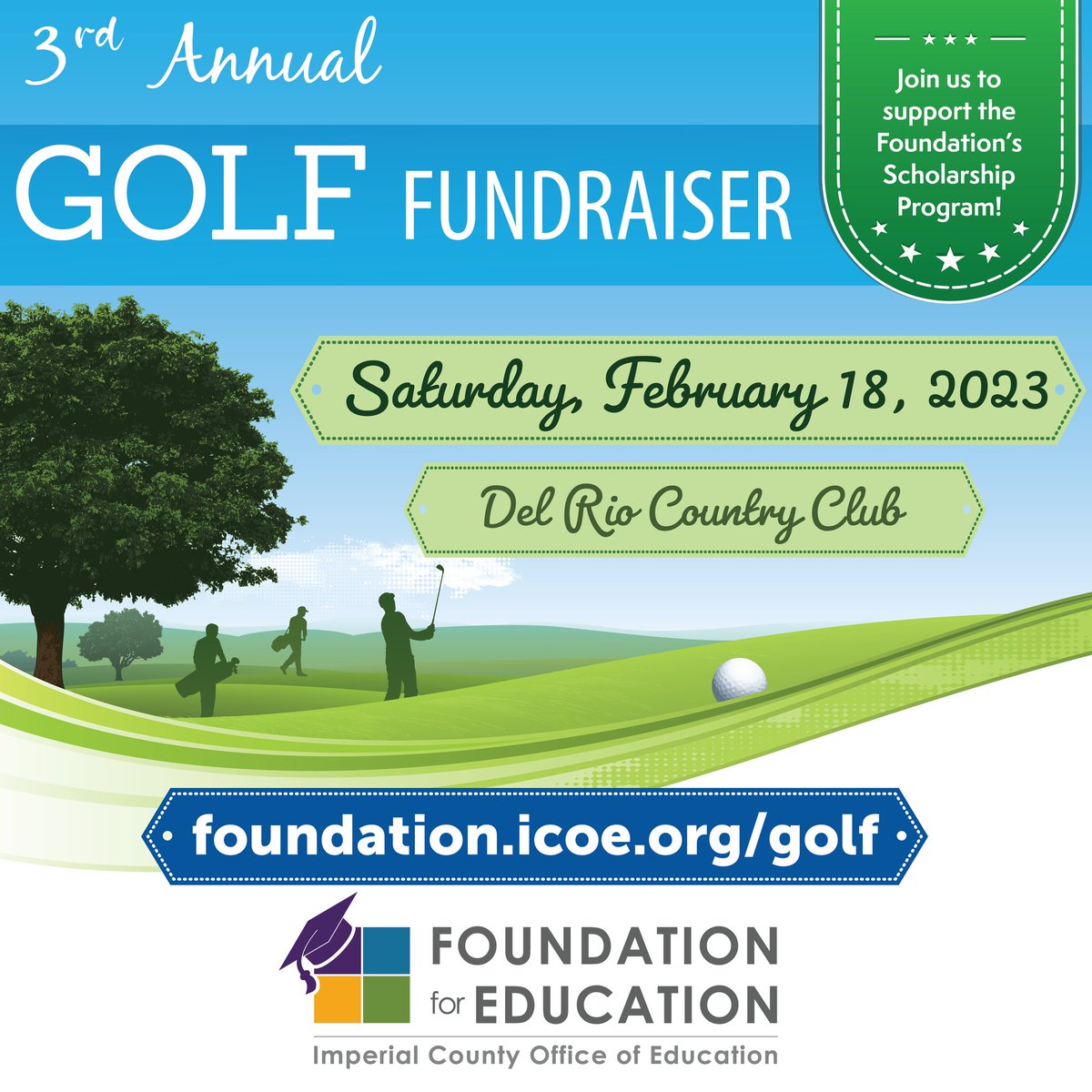 The Foundation for Education's 3rd Annual Golf Fundraiser is just a month away. Join us on Saturday, February 18, 2023, to support the Foundation for Education's scholarship program! Register a team or become a sponsor at foundation.icoe.org/golf