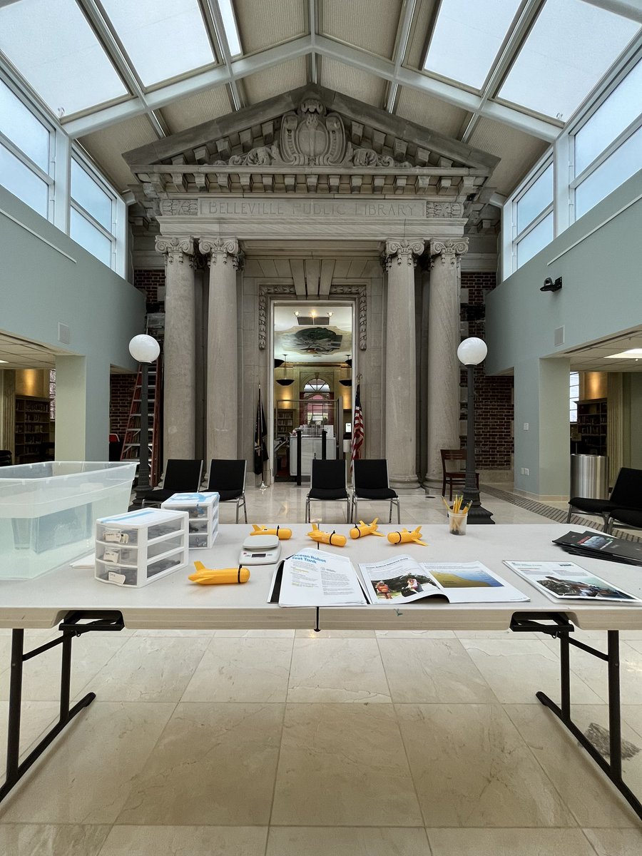 Just finished an awesome outreach event at the Belleville Public Library! Got to talk to some middle schoolers about density, buoyancy, and of course #gliders using the @RutgersDMCS and @TeledyneMarine @4H Explorers’ of the Deep STEM Challenge kit. Science is cool! @4hrutgerssci