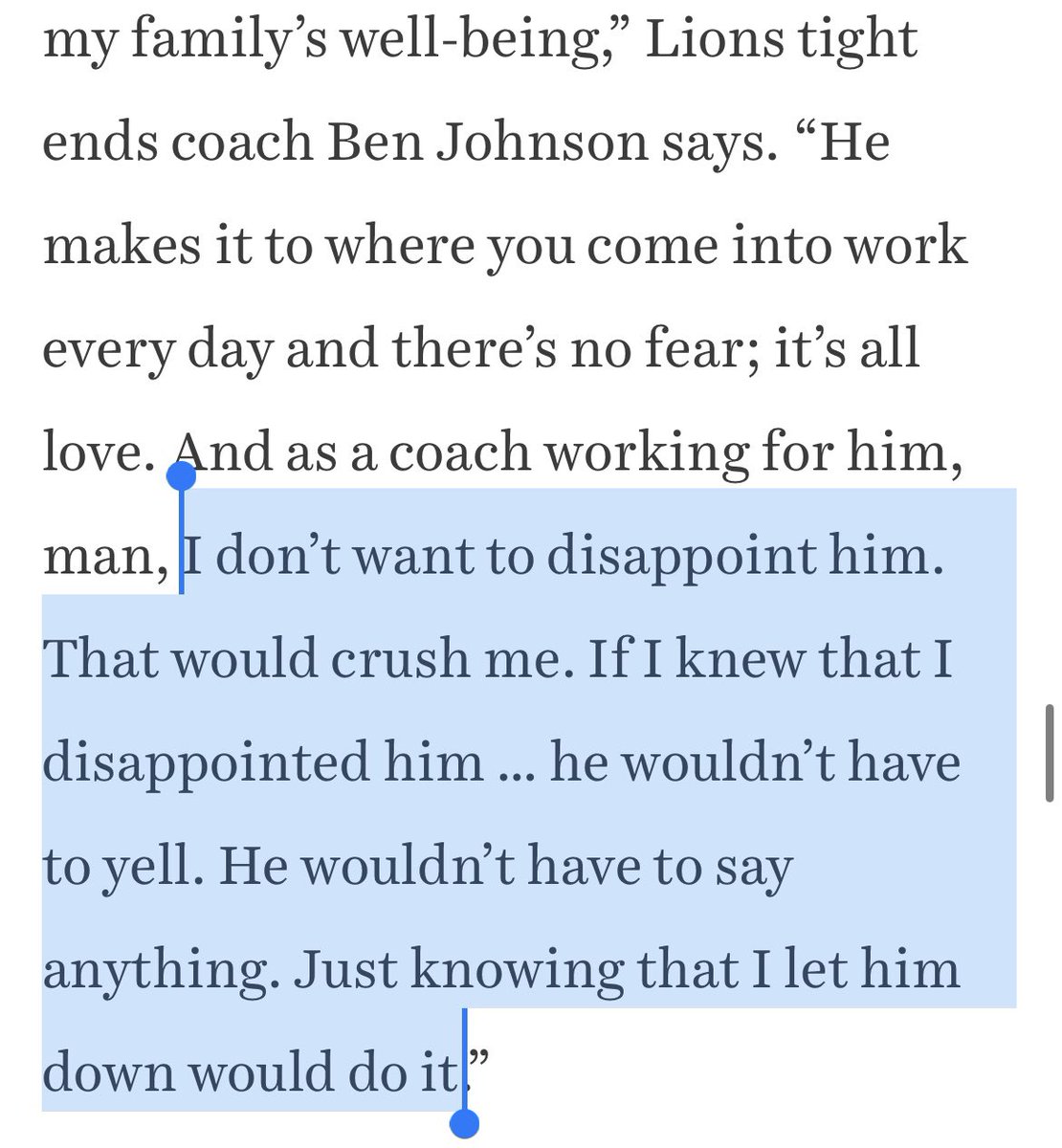 bykevinclark's tweet photo. When Ben Johnson was the Lions tight ends coach last year I asked him about working for Dan Campbell and this is what he said. Their working relationship is no joke. https://t.co/wTJUWGzksx
