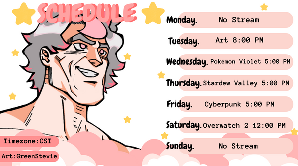 Hello everyone! I made this week schedule! Will be streamed on Twitch 🐨 
Jan 16-22
Hope to see you there 😏✨

#Vtuber